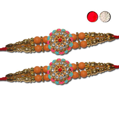 "Designer Fancy Rakhi - FR- 8360 A - Code 120 (2 RAKHIS) - Click here to View more details about this Product